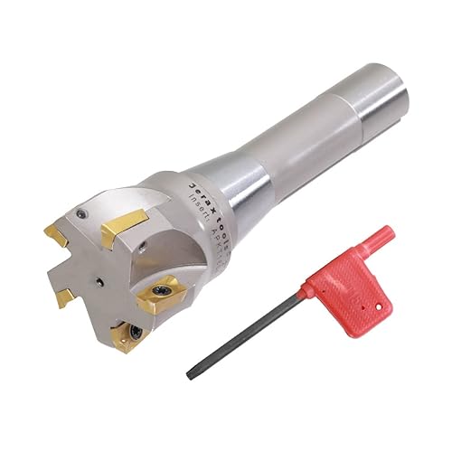 Jerax tools Fresa de extremo indexable de 2 "con vástago R8, Fresa de alta velocidad de 90 grados de diámetro de 2 pulgadas con inserto de carburo