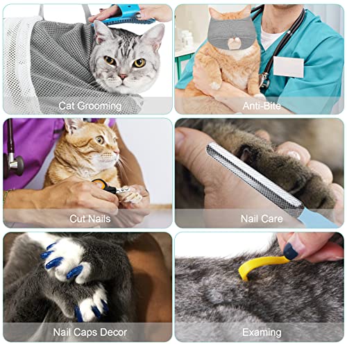 Image of Cat Bathing Bag Adjustable Cat Grooming Net Bag Anti-bite & Anti-Scratch Cat Bath Washing Restraint Bag, Breathable Mesh Cat Grooming Bag for Shower, Nail Trimming, Injection | Secure Restraint for Safer Grooming and Bathing, Reducing Stress and Helping Prevent Scratches and Escapes