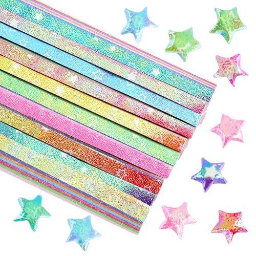 Papier Origami Étoiles Nacrées et Bandes Origami Paillettes pour Loisirs