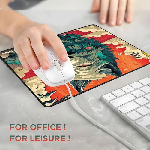 Image of Ant Esports Wolf Mouse Pad 260X210X3mm Anti-fray Stitching, Gaming Mouse Pad Waterproof Surface & Non-Slip Rubber Base Stitched Edges Gaming Mouse Mat for Laptop,Compatible with Laser and Optical Mice