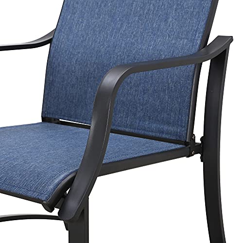 Image of LOKATSE HOME Patio Dining Chairs with High Backrest Teslin Bar Set of 2 Outdoor Metal Furniture for Garden Patio Pool Yard