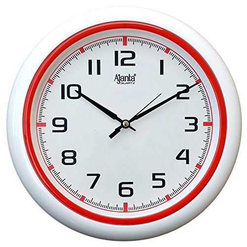 Image of Ajanta 10 Inches Wall Clock for Home /Offces /Bedroom /Living Room /Kitchen (Step Movement, Red)