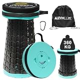 ALEVMOOM Klapphocker,Teleskophocker mit Kissen Karabiner und Tragetasche,Einfach und Tragbar,Camping-Hocker,für Grill,Angeln,Wandern, Garten,Maximale Tragfähigkeit von 360kg