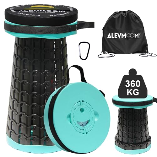 ALEVMOOM Tabouret Pliant Portable avec Coussin,Tabouret de Camping pour Adultes,Tabouret de Camping Télescopique Tabouret Pliable pour La Pêche BBQ...