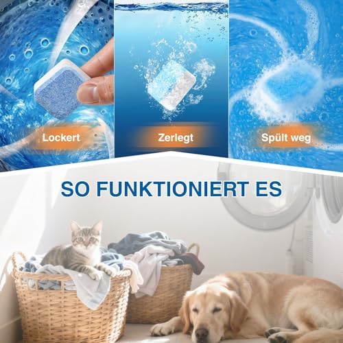 flowcheer Washing Machine Cleaner for Pet Hair & Odor Deep Cleaning Tablets for Washer Drum & Tub – Breaks Down Odor-Causing Buildup, Loosens Pet Hair Residue – 24 Tablets, 1 Year Supply - 2