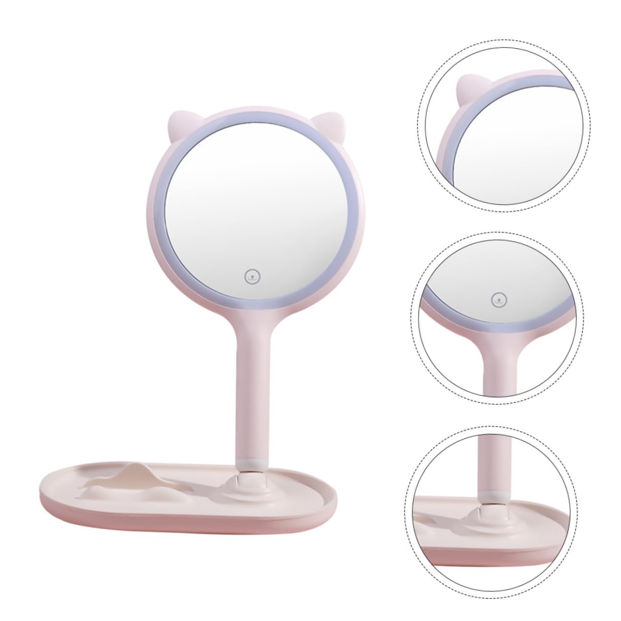 ABOOFAN LED Schminkspiegel mit Touchscreen Wiederaufladbar 1200mah Doppelseitig und Hochauflösend Eleganter Kosmetikspiegel für Zuhause und Unterwegs