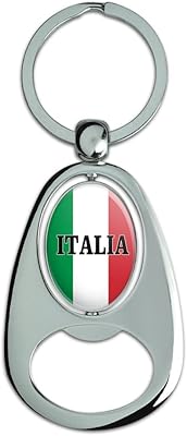 GRAPHICS & MORE Italia Italy Italian Flag Keychain Chrome Metal Spinning Oval Bottle Opener
