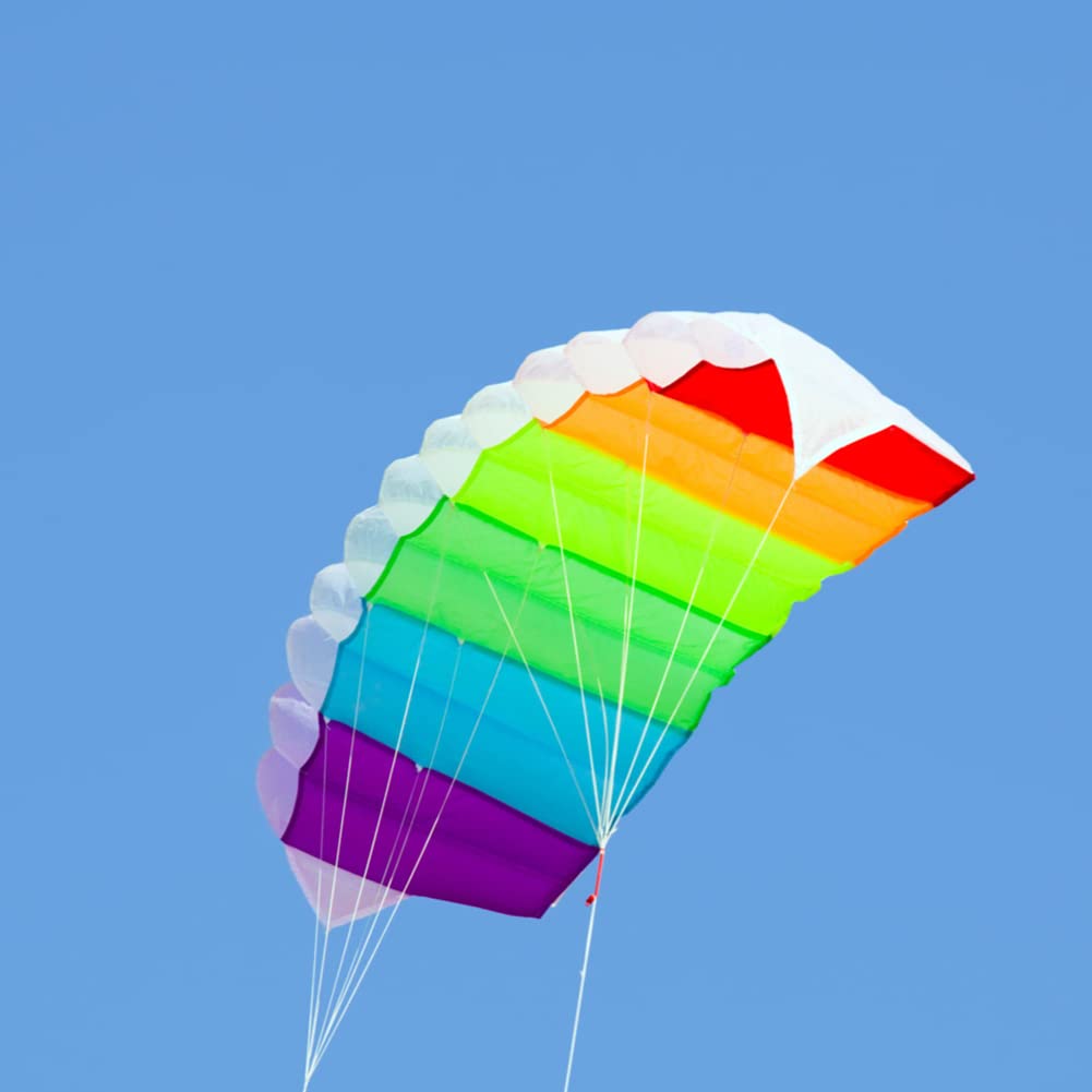 Cometa Arcoíris para Niños y Adultos - Deportiva de Acrobacias Suaves Con Cuerda de 30 m, Doble Línea, Juguete de Playa al Aire Libre 1,4 m