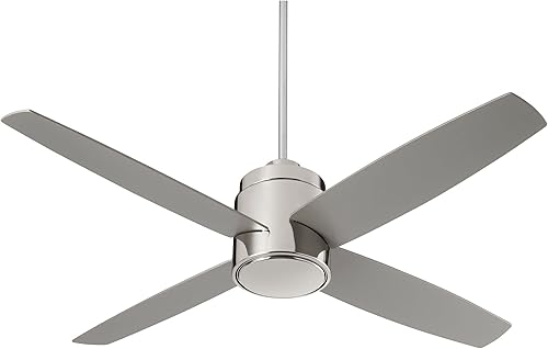 Oxygen 3-101-20 Oslo Ventilador de techo moderno de cuatro aspas de 52 pulgadas - Acabado de níquel pulido Motor reversible de tres velocidades con