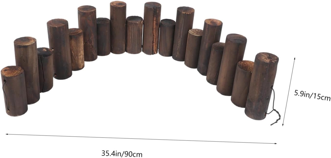 Outdoor Courtyard Wooden Fence Decorative Carbonized Wood Garden Edging for Landscaping Easy to Install Rustic Style for Flower Beds and Lawn Borders Height Diameter