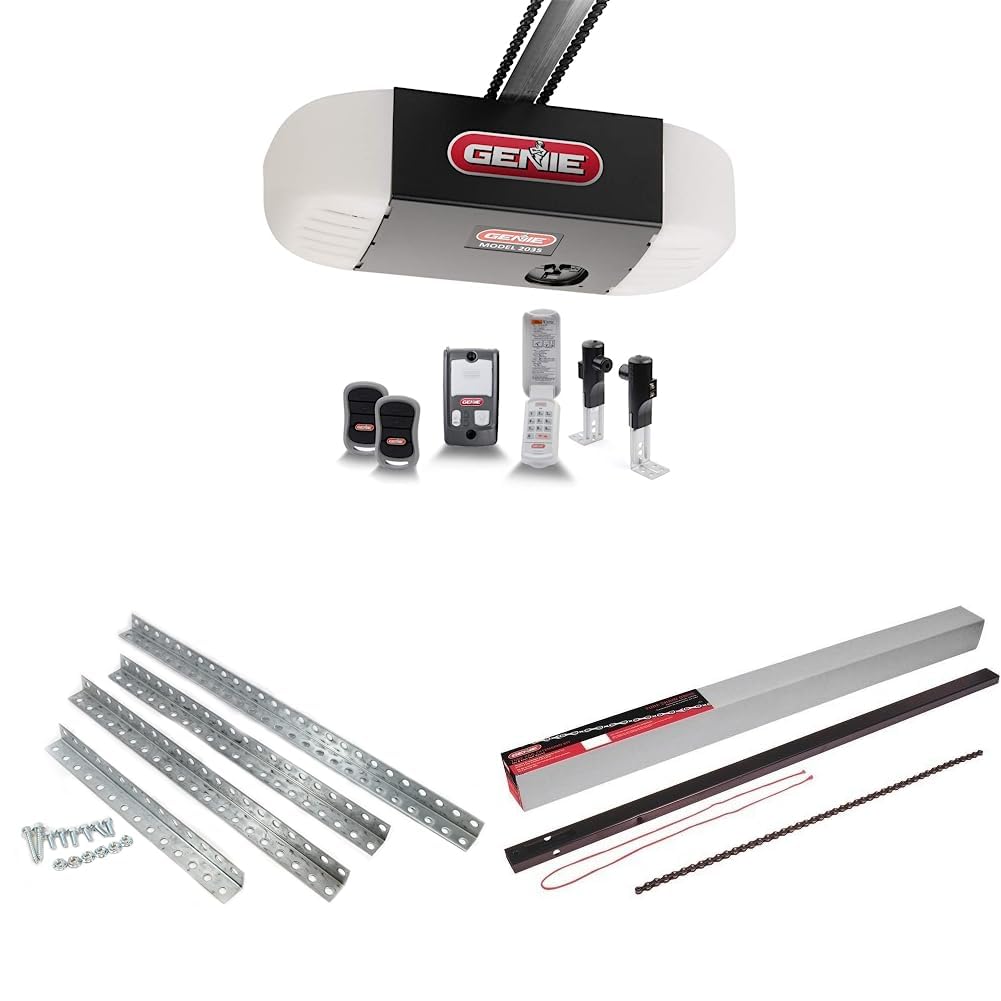 Genie Chain Drive 550 Garage Door Opener & GHKR Garage Door Opener Hanging Kit, Silver & EKTC