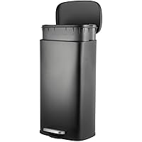 Vista 1 de 8 Gallon Metal Trash Can, Stainless Steel Kitchen Garbage Can, Soft-Close Rubbish Bin with Removable Inner Bucket, Fingerprint-Proof Step-On Waste