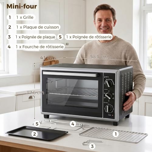 Mini Four Électrique 90 230°c Avec Accessoires - vue 4