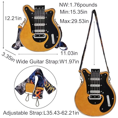 Men and Women Music Guitar Shaped Crossbody Shoulder Bag PU Leather Unique Novelty Guitar Purse3