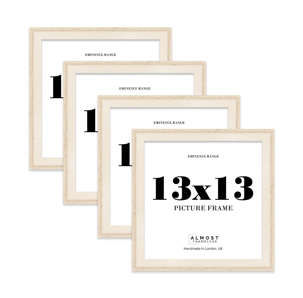 13x13" Oak Picture Frame - Rustic Wood Industrial Effect Photo Frame for Wall Display, Ideal for Posters, Prints & Home Dรฉcor, Wall Hooks, 32mm Edge - 4 Pack โ image 1