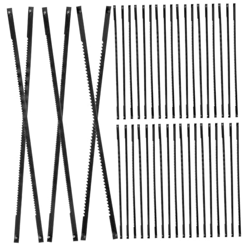 Lurrose 20pcs Pin End Scroll Saw Blades Set 5.2-Inch Length 10TPI to 24TPI Carbon Steel Blades for Wood Plastic Foam Cutting Compatible Scroll Saws
