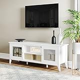 Lavish Home TV Stand-55-inch Storage Cabinet with 2 Cubbies and 2 Shelves-Entertainment Center for Living Room, Bedroom, or Entryway, 55', White