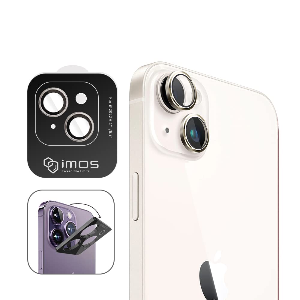 imos Compatible with iPhone 14 Plus / 14 Super Lens i Patent Aluminium Alloy Lens Protector (Gold)
