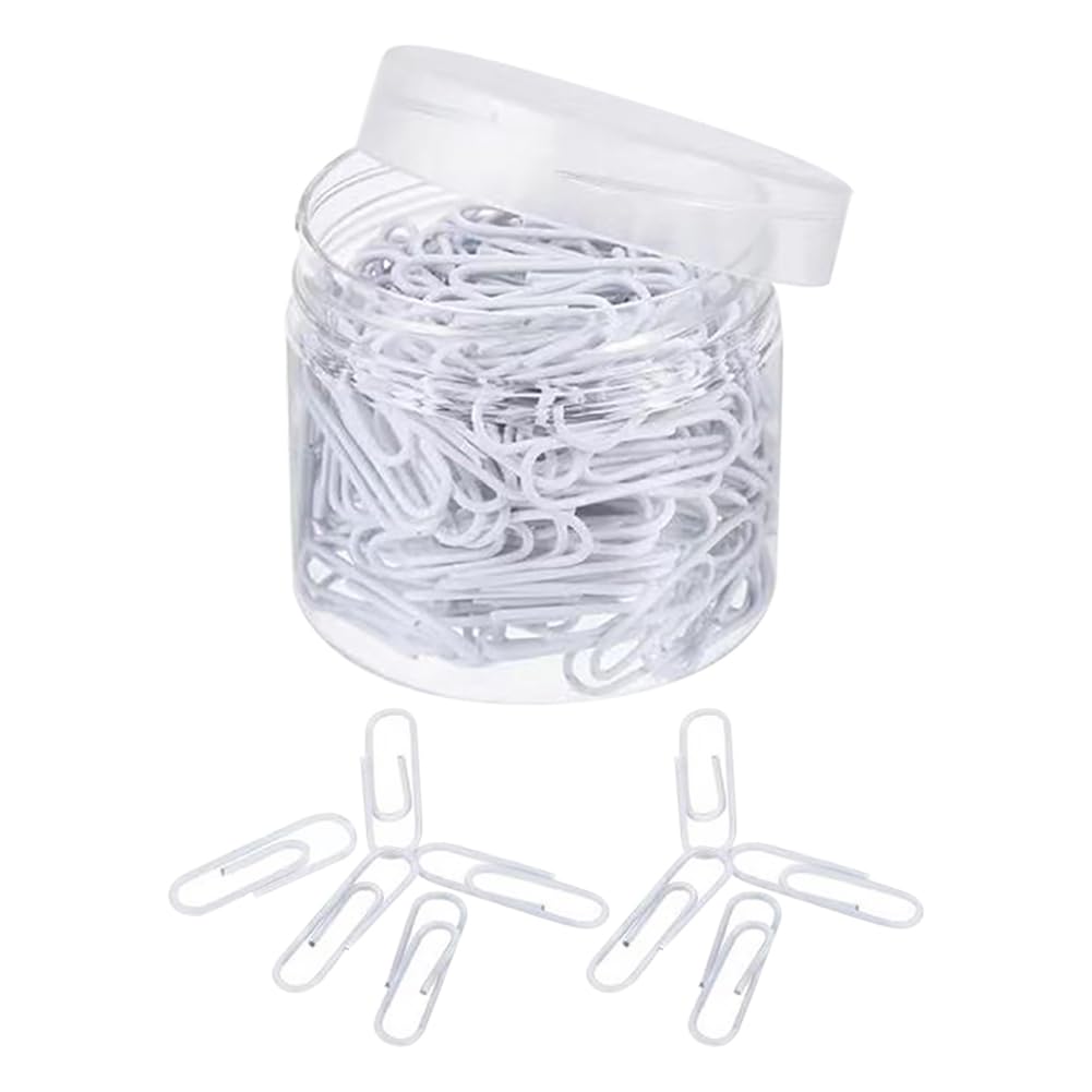 FSSTUD 200 Pcs 1.1 Inch Small Metal Paper Clips Mini Coated Paperclips Document Binder Clips Office Stationery Paper Clips Small Paperwork Clips School Supplies Paper Clips with Storage Box White
