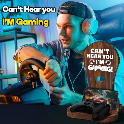Slothoem-Gamer Gifts for Men Teenage Boy, Gamer Room Decor for Brother, Gaming Gifts for Son, Boyfriend, Husband, Gamer Room Accessories Stuff, Wooden Headset Stand - Can't Hear You I'm Gaming - Image 5