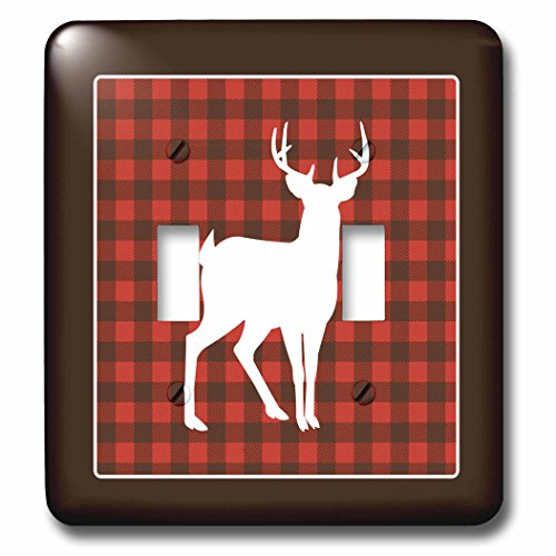 Double interrupteur à bascule Buffalo Plaid Buck décor chasse rustique - 3