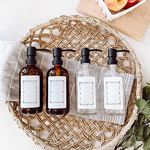 Sunyamgo Amber Soap Dispenser Glass Pump Bottle, 2 Packs Glass Lotion Dispenser With Rustproof Pump, Brown 16Oz Refillable Liquid Dish And Hand Soap Dispenser Set For Kitchen Bathroom - Amber #TOP6