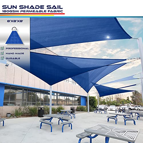 Windscreen4Less 8' X 8' X 8' Triangle Sun Shade Sail - Ice Blue Durable Uv Shelter Canopy For Patio Outdoor Backyard - Custom Size Available #TOP1