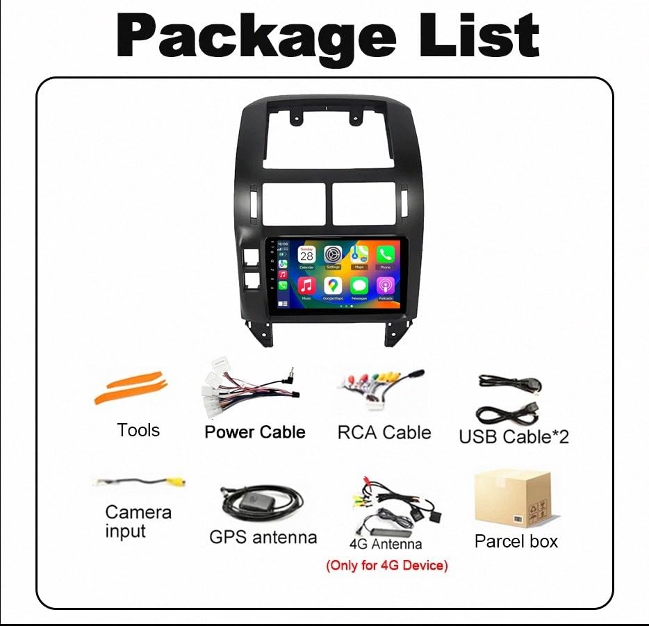 Pantalla Carplay para Polo 2001-2009 Autoradio Android Auto 1G+32G 4 Nuclear 7