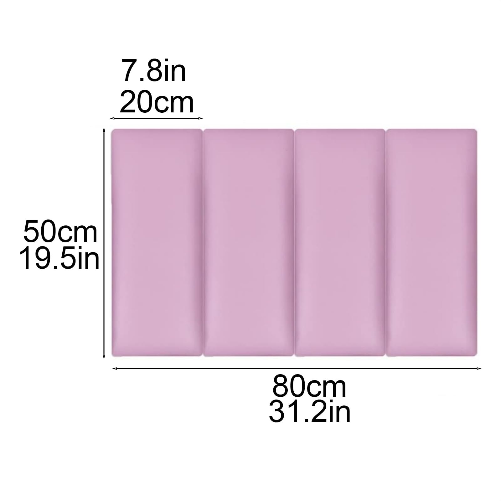 Protections murales Autocollantes, Panneaux de tête de lit capitonnés repositionnables, Protections murales 3D Anti-Collision, Stickers muraux en Mousse Violette, 20 x 50 cm - Lot de 4 pour