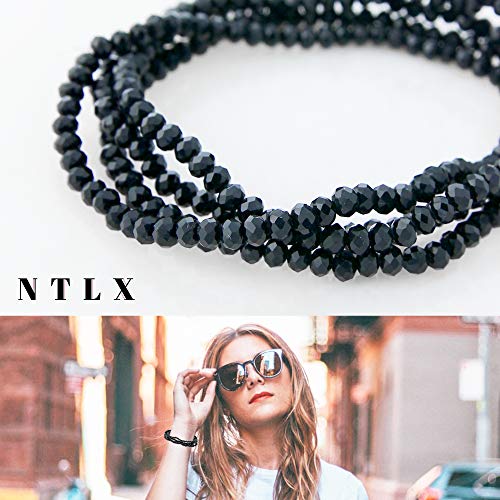 NTLX Multi Strand Beaded Stackable Stretch Bracelets for Women – Bohemian Boho Style Bracelets – Beautifully Faceted Glass Beads – Multi Layered Statement Bangles4