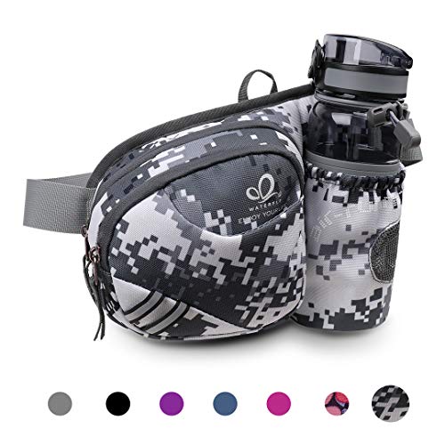 WATERFLY Hiking Waist Bag Fanny Pack with Water Bottle Holder for Men Women