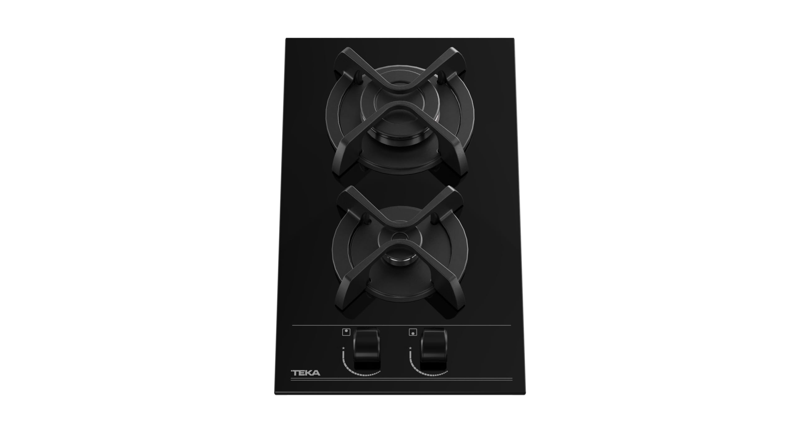 TEKA Placa de Gas Cristal Gas 30 cm, 2 Quemadores, Mandos Frontales Ergonómicos, Seguridad Termopar, Instalación Fast-Click, Modelo GBC 32000 KLB