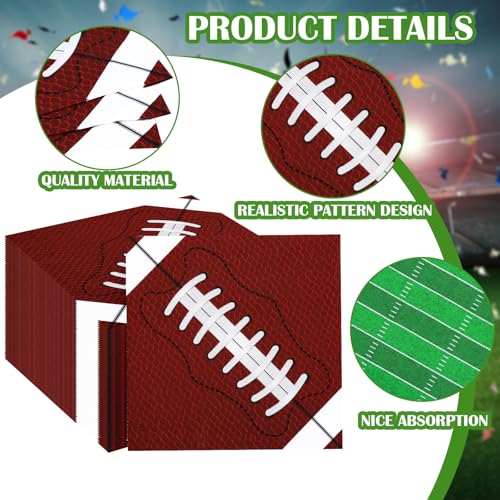 100 Pcs Football Napkins Football Party Decorations 4 Designs Sports Napkins Party Supplies for Sports Game Day Birthday Events Supplies Birthday Tailgate Decorations - Image 5