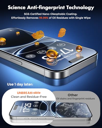 Image of UNBREAKcable for iPhone 16 Pro Screen Protector [Quick-Installation Box] 3-Pack 9H+ Hardness Shatterproof Tempered Glass [99.99% HD Clear] [Case Friendly] [Bubble Free] for iPhone 16 Pro 6.3 inch
