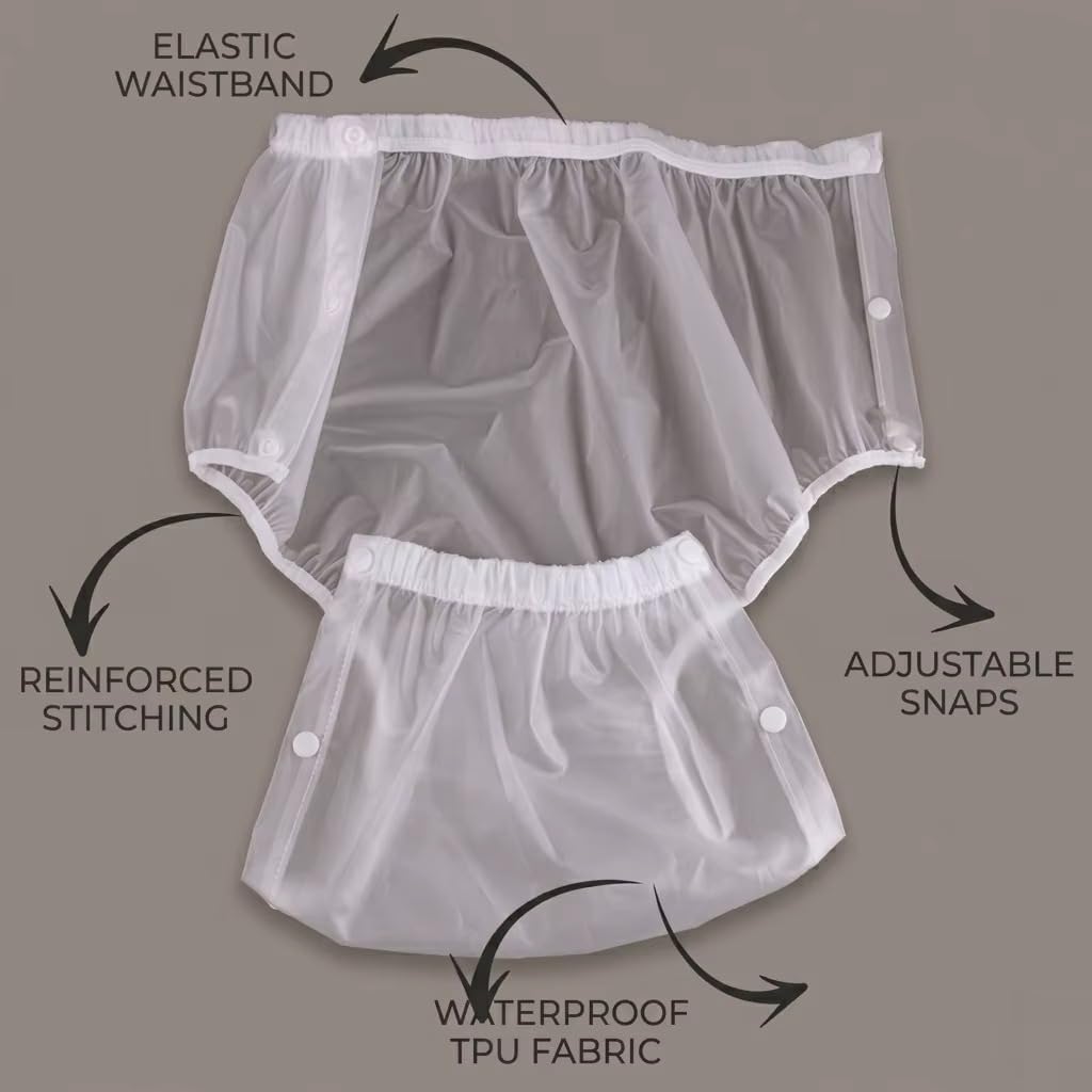 3-Pack Adult Diaper Cover, Leakproof Waterproof TPU Incontinence Pull-Ups with Side Snaps, Reusable Washable Diapers for Men, Women, and Elderly Care (X-Large,Blue)