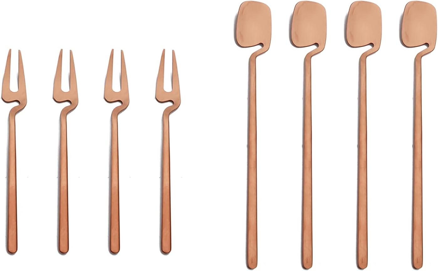 Hangable Matte Gold Silverware Set, Satin Finish 20-Piece Stainless Steel Flatware set, Tableware Cutlery Set Service for 4, Utensils for Kitchens, Dishwasher Safe