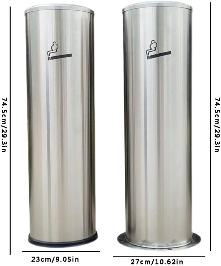 Stand Up Ashtray Simple Stainless Steel Cigarette Butt Column Ash Column Cigarette Butt Collector Cigarette Butt Trash Can Outdoor Ash Bucket Cigar Ashtrays For Outdoors (Color : A)
