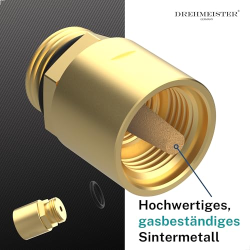 Drehmeister LPG-Aufsatz mit Sinterfilter – W21,8x1/14 Tankadapter-Zwischenstück für saubere Autogasbetankung