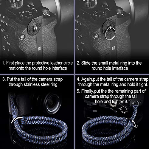 Image of Paracord Camera Wrist Strap Lanyard-Quick Release for DSLR Mirrorless Blue | Adjustable wrist size,High-strength paracord material, lightweight 1.16oz, secure metal clasp,Fits Canon Nikon Sony Fuji