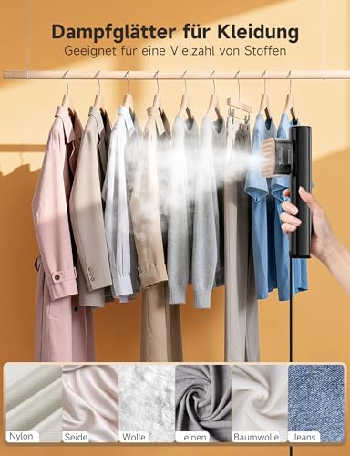 Sundu Dampfglätter, 1200W Steamer, Reisedampfglätter mit LED-Anzeige, Touch-Bedienung, Tragbarem Mini-Bügeleisen, 2.4 m langem Kabel, Reisebügeleisen Entfernt Falten durch Dampf Schnell und Effektiv