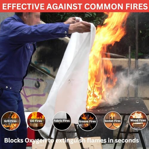 Image of Fire Safety Combo - Fire Blanket & Auto Fire Extinguisher Ball | Emergency Fire Protection Kit for Home, Kitchen, Office & Car (Fire Ball+Fire Blanket 1.2x1.2m)