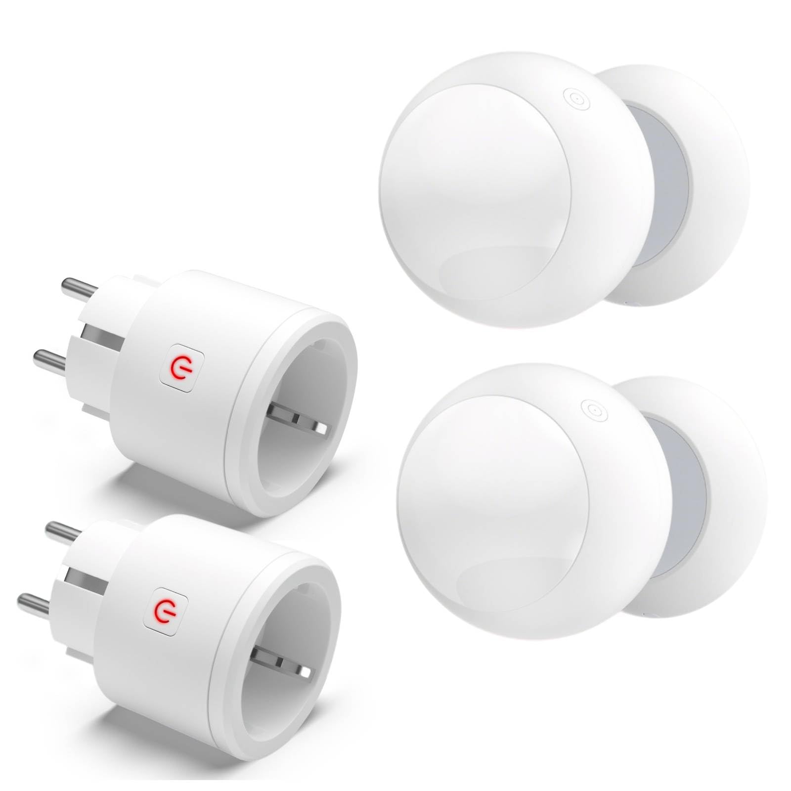 2x Sensor de Movimiento PIR con Enchufe Inalámbrico，Temporizador Integrado，3 Niveles de Alcance，Ángulo de Detección de 120°，Alimentado por Batería，Compatible con LED，Garaje，Trastero，Lavadero