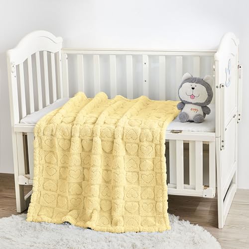 Image of Yurhap Heart Baby Blanket, Love Plush Fleece Baby Blankets for Girls Boys | Soft Sherpa Baby Girl Blanket for Infant Toddler Newborn Gift, Fluffy Baby Essentials, For Crib Stroller, 30 inchx40 inch