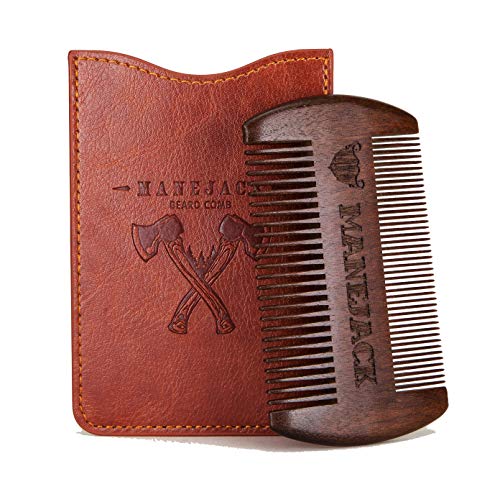 Foto von Bartkamm inkl. Etui|Antistatisch mit 2 Zahnungen fein & grob für Schnurrbärte und Vollbärte |Auftragen von Bartöl/Beard Balm|Taschenkamm Bartpflege