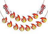 Firetruck Happy Birthday Banner for Firetruck Themed Party Decorations, Fireman Birthday Party...