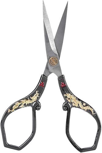 Miniatura 4 de Tijeras de bonsái Tijeras vintage chapadas en oro con diseño de dragón y fénix Tijeras de costura de acero inoxidable Tijeras de costura DIY para