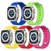 5 Pack Ocean Band Compatible with Apple Watch Ultra Band 49mm 45mm 44mm 42mm 41mm 40mm 38mm Men Women, Soft Silicone Sport Band Replacement Strap for Apple Watch Ultra iWatch Series 8 7 6 5 4 3 2 1 SE(Royal Blue/Apple Green/Yellow/Red/Hot Pink 42mm/44mm/45mm49mm)