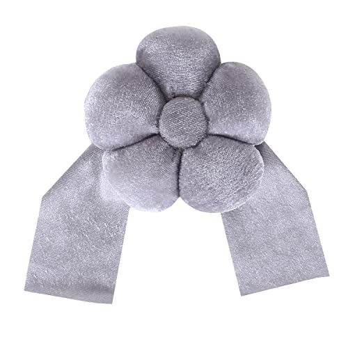 Image of Kuber Industries Velvet Flower Curtain Tassel | Tieback for Home Decorative | 2 Pieces Drape Tie Back for Home | Office | Gray