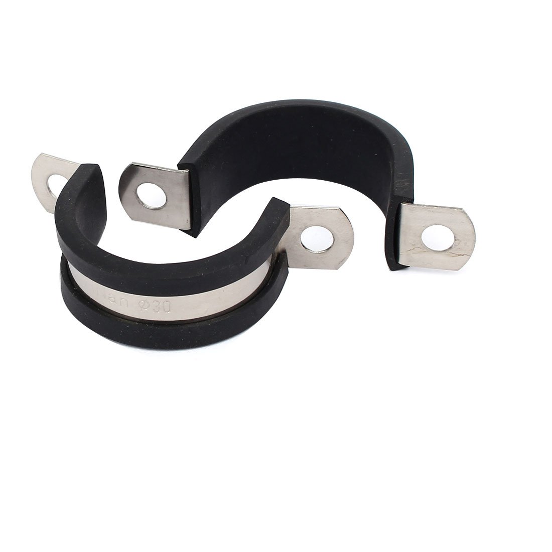 Uxcell Black,Silver Sourcingmap 30Mm Dia Epdm Rubber Lined U Shaped Pipe Tube Wire Clamps Clips 2Pcs