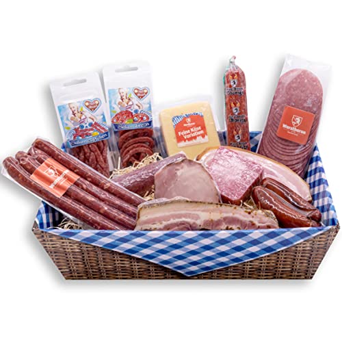 WURSTBARON® Geschenkbox Bayern Maxi, Geschenkpaket mit Salami, Schinken und Speck, Wurstpaket mit ca. 1,9 kg
